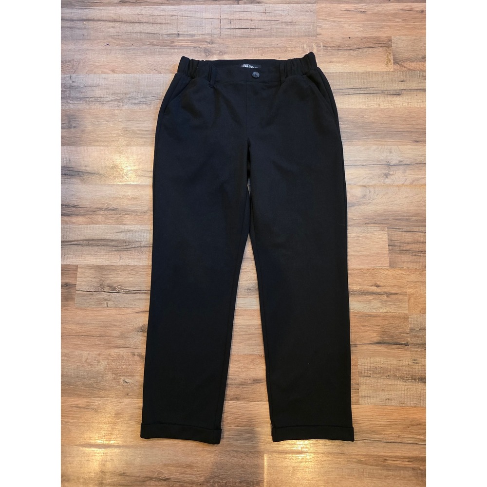 Rewash Black High Waisted Trousers Straight Leg Cuffed Pants Dark Academia Small